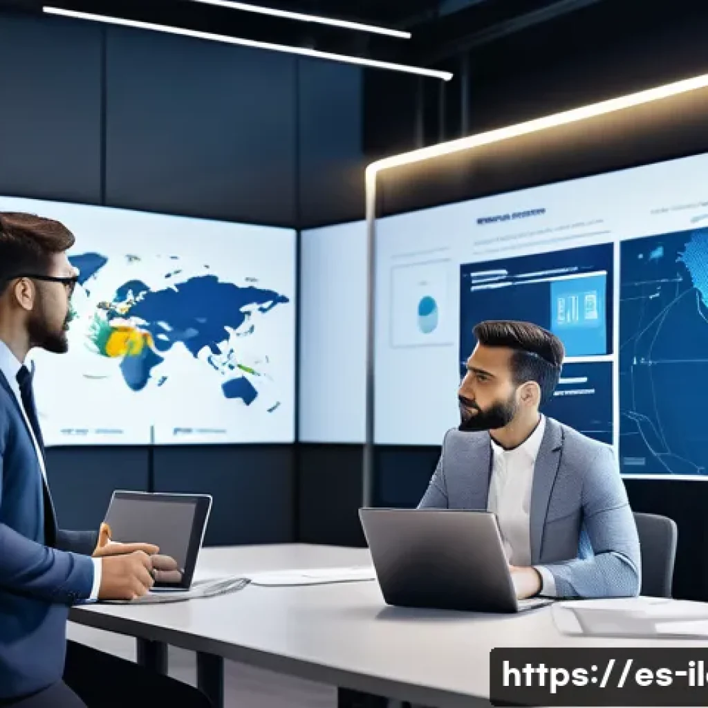 국제물류사 자격증을 활용한 창업 아이디어 - A modern logistics consulting office scene with a professional consultant presenting a detailed supp...