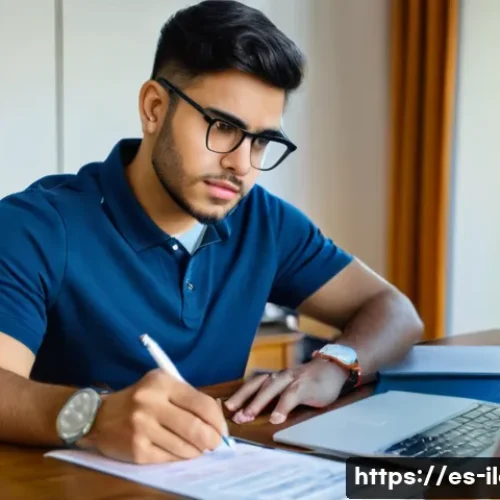 Home 33 국제물류사 시험에서 효율적인 시간 배분법 - A focused young adult Hispanic man sitting at a desk in a quiet room, surrounded by international lo...