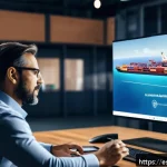 Home 18 국제물류사와 공공기관 취업 준비 차이점 - A professional international logistics manager in a modern office, speaking confidently on a video c...